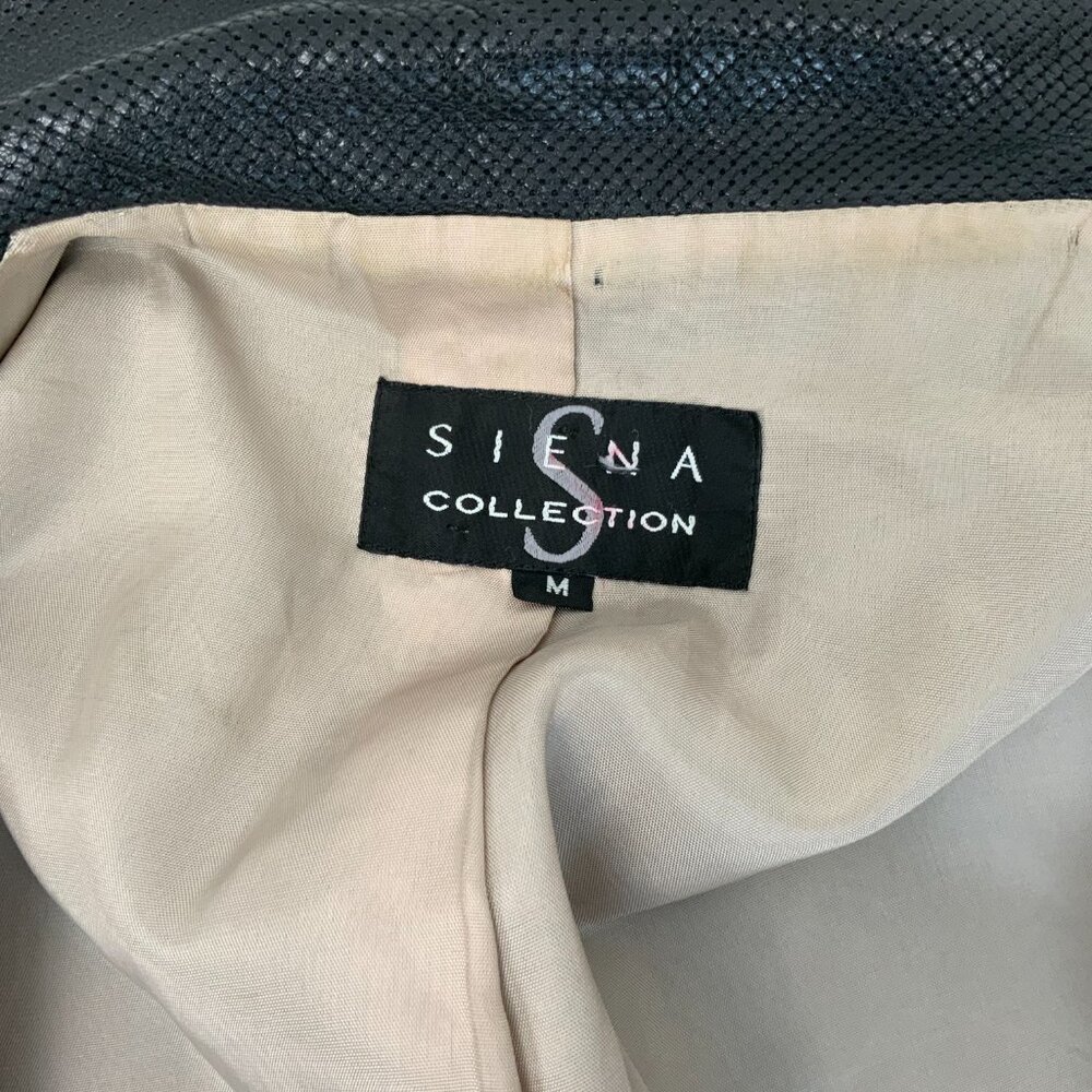 Vintage 90s Siena Collection Black Perforated Leather Jacket Sz M - Picture 3 of 16